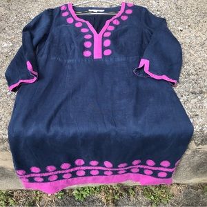 Boden Navy and Pink Midi Dress